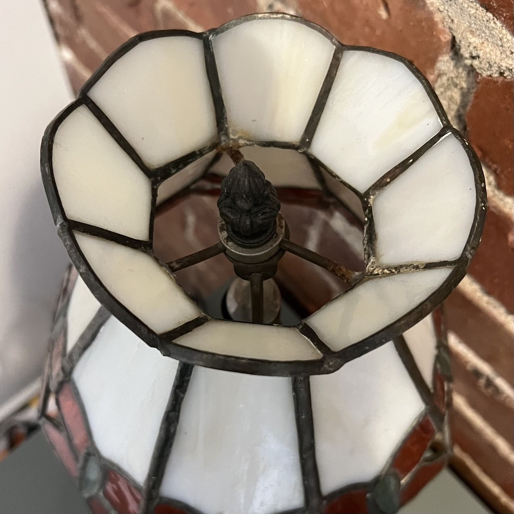 Vintage Tiffany Style Stained Glass Butterfly Table Art Deco Lamp 14" Tested - Picture 5 of 8